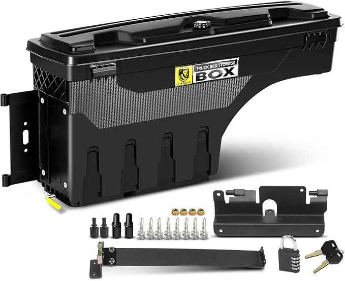YHTAUTO Truck Bed Storage Tool Box Lockable Compatible with 2007-2018 Chevrolet Silverado & GMC Sierra 1500 2500 3500, 2019 Silverado/Sierra 1500 Passenger Side, Swing Waterproof Wheel Well Toolbox