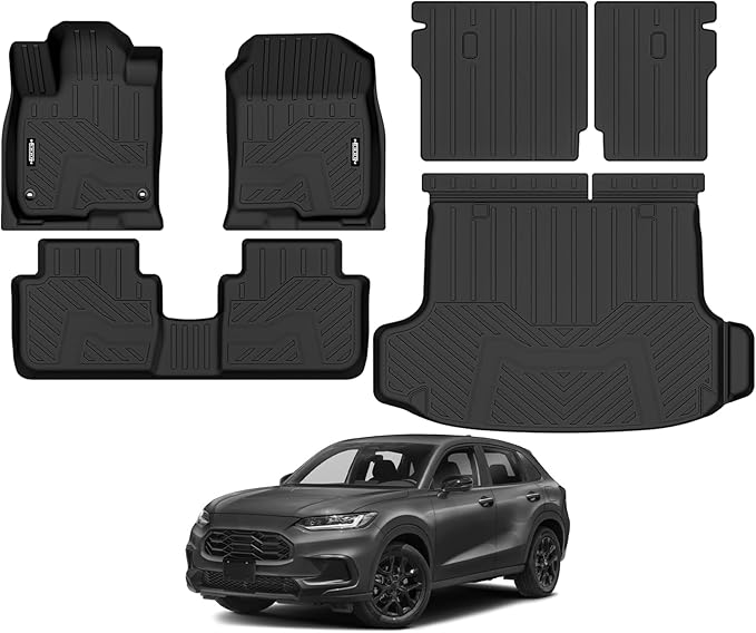 Custom Fit Floor Mats for Honda HRV 2023-2026, All Weather TPE Floor Liners with Trunk Mat & Backrest Protectors, Odorless Full Set Interior Accessories