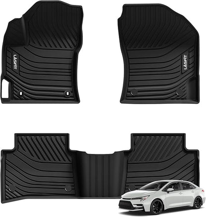 LASFIT 3D Precision-Trimmed Floor Mats for 2026-2020 Toyota Corolla Sedan, Custom Fit TPE All Weather Floor Liners, Full Coverage Car Floor Liners, 1st & 2nd Rows, Black