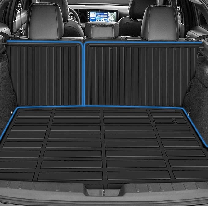Trunk Mat & Backrest Mat Compatible with 2025 2026 Nissan Kicks, Waterproof TPE Rear Seat Back Protector with Velcro, Custom Fit All-Weather Cargo Liner(Only Fit Upper Layer)