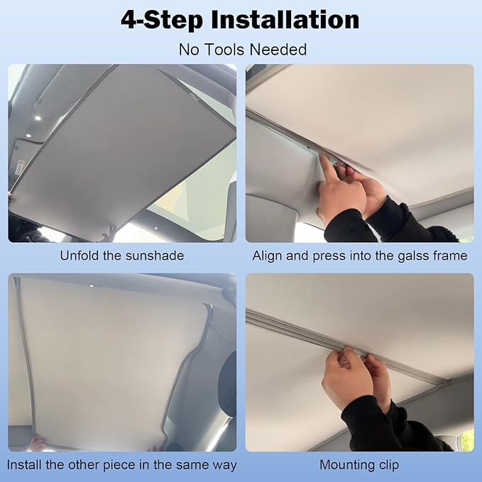 Sunshade for Tesla Model Y Juniper 2025-2026, Custom Fit Roof Sun Shade with No-Sag Frame, Heat-Blocking Double-Layer Sun Protection, UV & Glare Insulation, Foldable Mesh Sunshade for Model Y Juniper