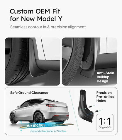 Wigoo 2026 Upgraded Tesla Model Y Accessories Mud Flaps [Stay Clean, Protect Paint] All Weather Splash Guards, for Tesla Model Y 2020~2024, Enhanced Thicker Version