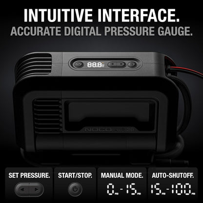 NOCO AIR20: UltraFast 20A Tire Inflator - 12V Portable Air Compressor Pump, 100 PSI Max – 47 SLPM Airflow Inflates 0–40 PSI in 2.5 Minutes – Digital Gauge + Auto-Shutoff