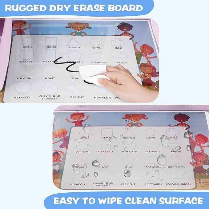 MENZOKE Kids Travel Tray for Toddler Car Seat, Toddler Gift for Girl Activities with Dry Erase Board & iPad Holder Stand,Road Trip Essentials Accessories Lap Tray for Girl as Birthday Gift,LightPurple