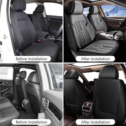 YORKENIC Fit for Chevrolet Chevy Impala Seat Covers Front Set 2009-2020: Breathable Leather Car Seat Covers Compatible Airbag (2 Front Set, Black & Grey)