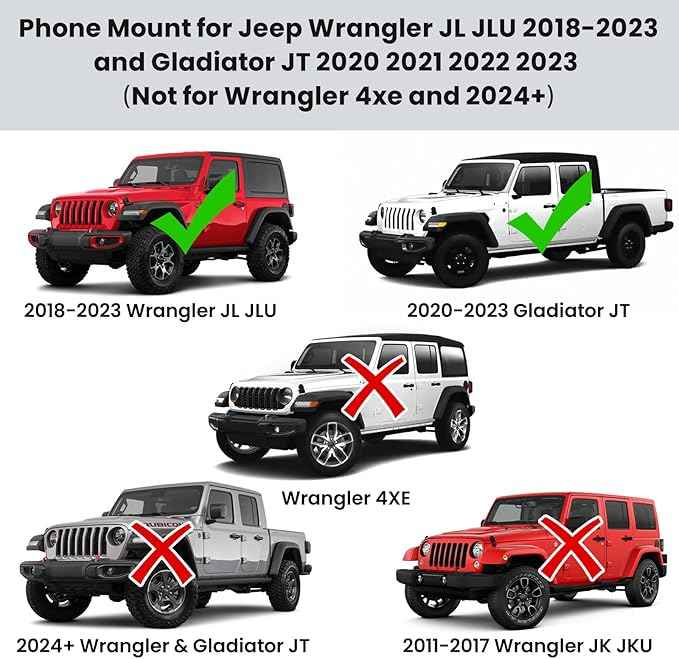 Upgraded Metal Phone Mount for Jeep Wrangler JL JLU 2018-2023 & Gladiator JT 2020 2021 2022 2023 Accessories, Dash Phone Holder with Duck Mounts System Kit (Not for 4xe & 2024+)