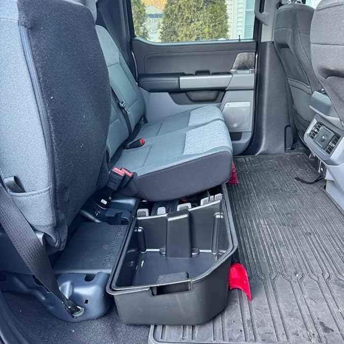 Underseat Storage Compatible with Ford F150(2015-2026)&Super Duty(2017-2026) SuperCrew/Crew Cab, Upgraded Rear Under Seat Organizer Cargo Box for F-150 F250 F350 F450 F550