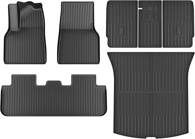 KARPAL Floor Mats for Tesla Model Y Juniper 2025 2026 5-Seat (Not Fit 7 Seats), All Weather TPE Floor Liners Front & Rear Trunk Cargo Liners Backrest Mats, Model Y Juniper Accessories 7PCS