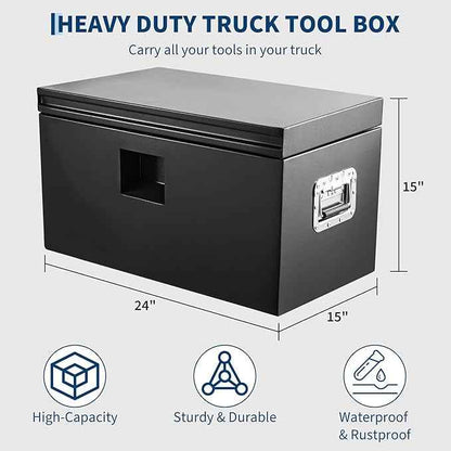 PrecisionAuto Truck Bed Toolbox Truck Tool Box Heavy Duty Steel Storage Cabinet Organizer Chest Jobsite for Pickup, RV, Trailer