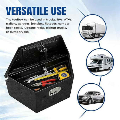 YESHMA 27" x 13" x 13" Trailer Tongue Tool Box Heavy Duty Aluminum with Latch and Keys Trailer Toolbox Organizer Truck Underbody Box Compatible with Pick Up Truck Bed RV Trailer ATV Black