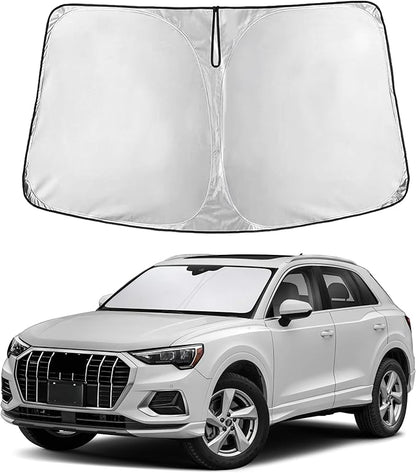 EcoNour Windshield Sun Shade for Audi Q3 2019–2026 | Front Window Sunshade | Foldable Car Sun Protector | Blocks UV Rays & Keeps Interior Cooler