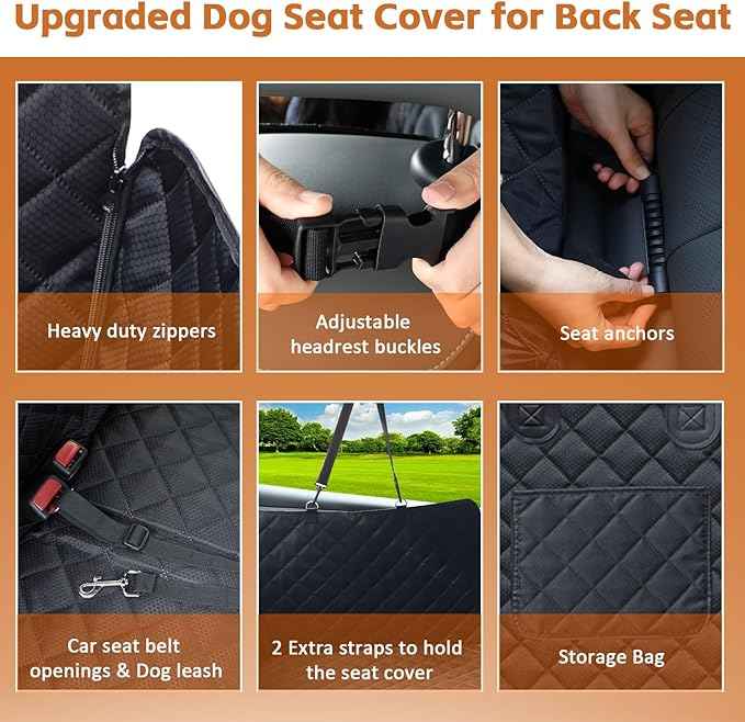 Back Seat Extender for Dogs, Hard Bottom Dog Car Seat Cover for Back Seat Support 420lbs Waterproof Back Seat Pet Cover for Dogs Scratchproof Large Dog Hammock Bed for Cars SUV and Truck