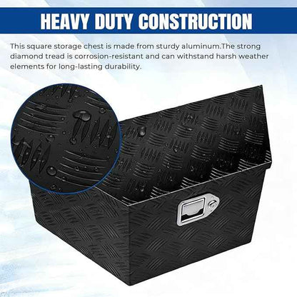 YESHMA 27" x 13" x 13" Trailer Tongue Tool Box Heavy Duty Aluminum with Latch and Keys Trailer Toolbox Organizer Truck Underbody Box Compatible with Pick Up Truck Bed RV Trailer ATV Black