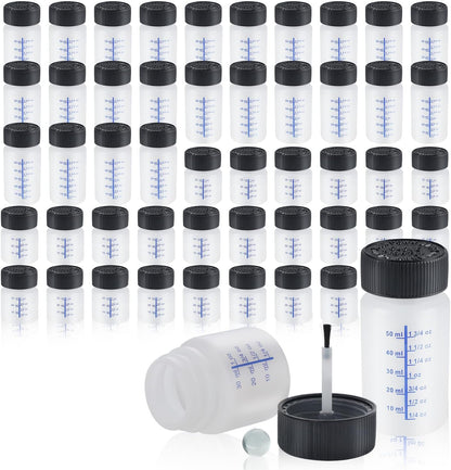 Lichamp Touch Up Paint Container, 25pc 1 oz and 25pc 2 oz Paint Touch Up Bottles with Brush, 1 Ounce (30ml) and 2 Ounce (60ml) A350TP
