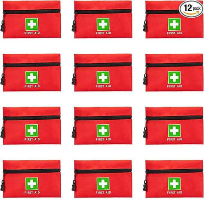 Red Emergency Bag First Aid Small Empty Travel Rescue Pouch First Responder Storage Medicine Pocket Bags for Car Home Office Kitchen (6.3x4.3 12pcs green print)