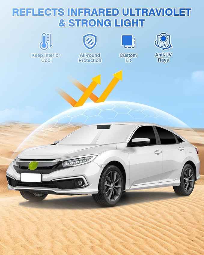 Windshield Sun Shade for Honda Civic 10th Gen 2016-2021 (NOT for Hatchback) Side Rear Window Shade Cover Set Full Window Sun Visor Blocker Privacy Cover Keep Vehicle Cool Black 8PCS
