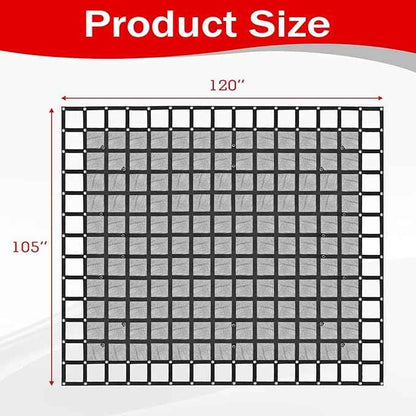 Heavy Duty 105" x 120" Truck Bed Cargo Net with Adjustable Cam Buckles & S-Hooks & Cross Strap,8.75' x 10' Cargo Net with 1500LBS Capacity for Pickup Truck Bed Trailer SUV Jeeps