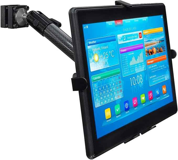 Mount-It! Carbon Fiber Car Headrest Tablet Holder, Back Seat iPad & Tablet Mount for Kids, Adjustable 7–11 Inch Rear Seat Holder for Galaxy & Fire Tablets, Road Trip Travel Mount