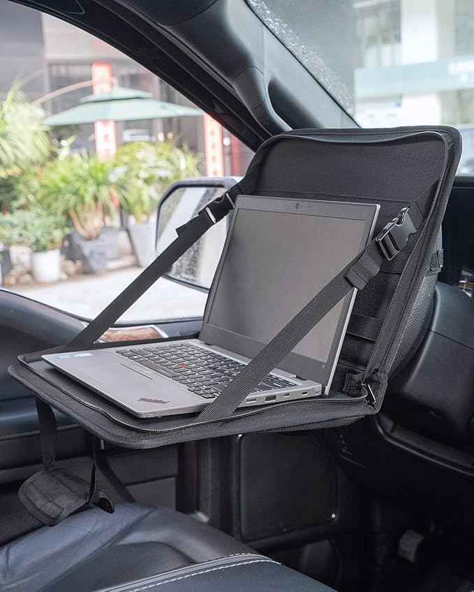 JOYTUTUS 3 in 1 Steering Wheel Eating Tray Upgraded(16.1 * 10 inch), Car Back Seat Laptop Desk, Multifunctional Car Office Bag, Car Work Table for Writing, Car Organizer for Kids, Commuters, Family