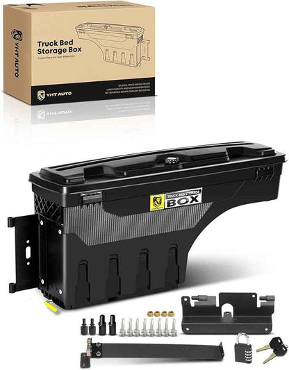 YHTAUTO Truck Bed Storage Tool Box Lockable Compatible with 2007-2018 Chevrolet Silverado & GMC Sierra 1500 2500 3500, 2019 Silverado/Sierra 1500 Passenger Side, Swing Waterproof Wheel Well Toolbox