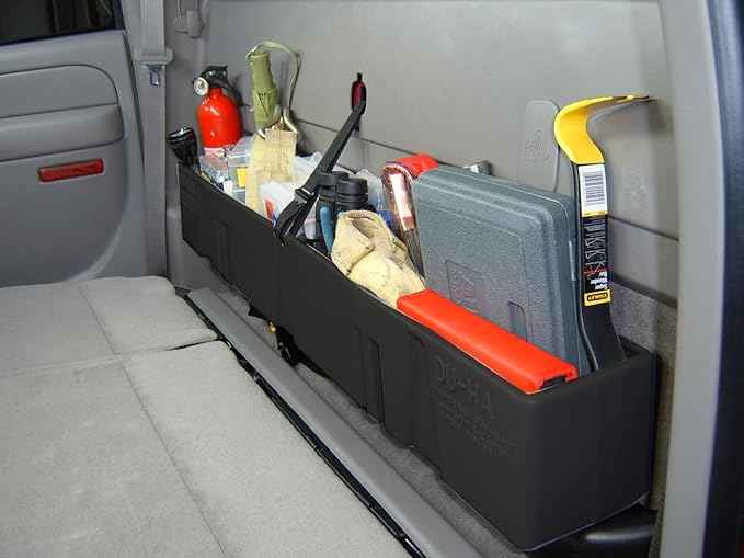 DU-HA Behind-the-Seat Storage Fits 04-07 Chevrolet/GMC Silverado/Sierra Light Duty Crew Cab, Black, Part #10023