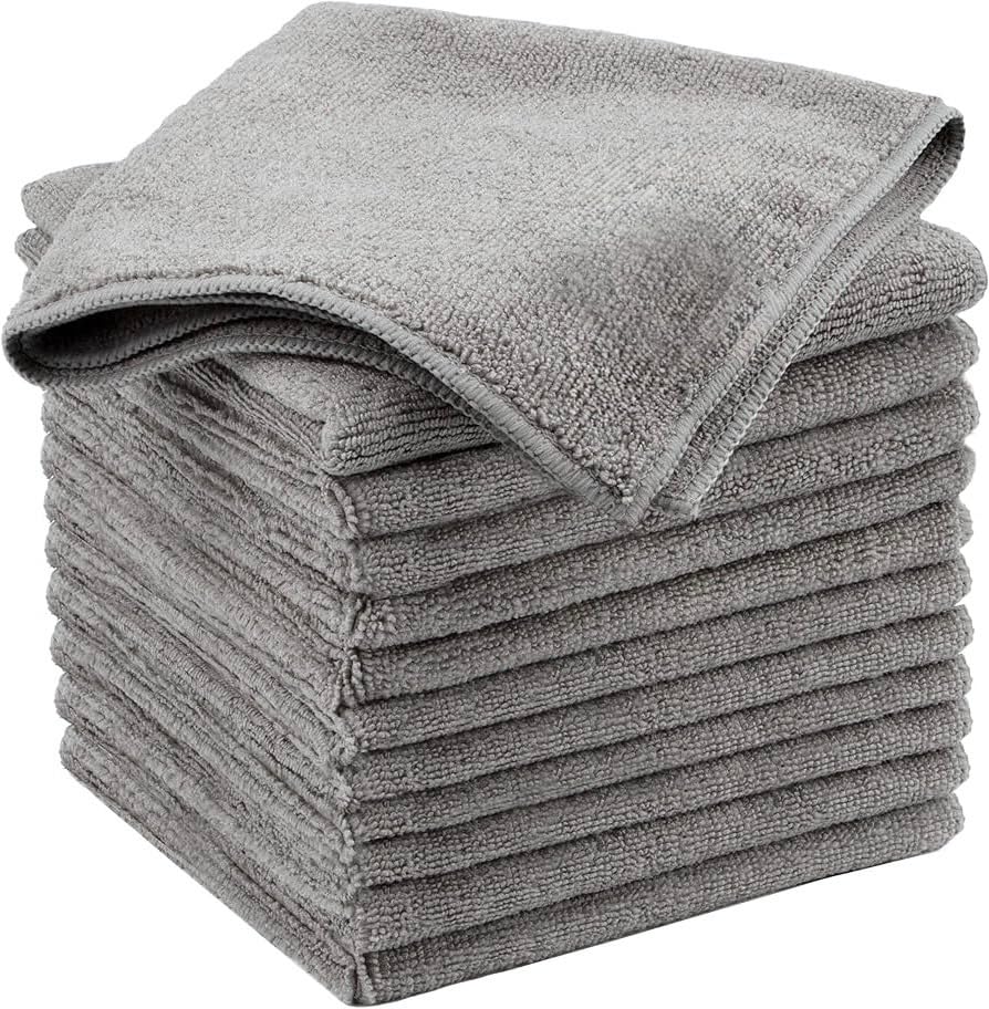 Microfiber Cleaning Cloth Grey 12 Pack Premium Microfiber Towels for Cars (12 Count)