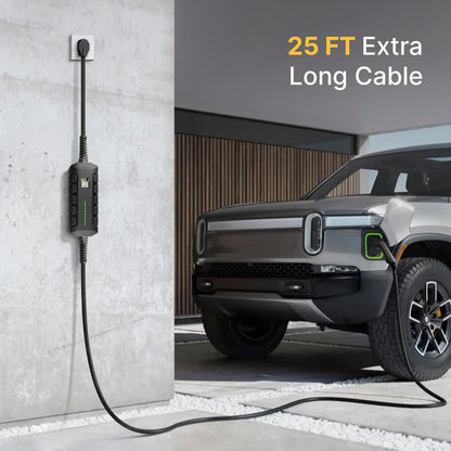 Level 2 EV Charger ETL Certified, 30A 7.2KW Home Charging Station, Plug-in NEMA 10-30, Portable EV Charger with 25FT Cable for SAE J1772 Cars