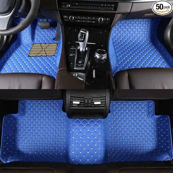 Custom Car Floor Mats for 99.99% Sedan SUV Sports Car Men Women Protection Full Coverage Pads Anti-Slip Leather Floor Lining All Weather Car Floor Mats (Blue)