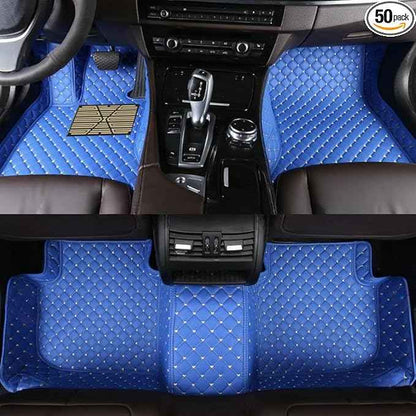 Custom Car Floor Mats for 99.99% Sedan SUV Sports Car Men Women Protection Full Coverage Pads Anti-Slip Leather Floor Lining All Weather Car Floor Mats (Blue)