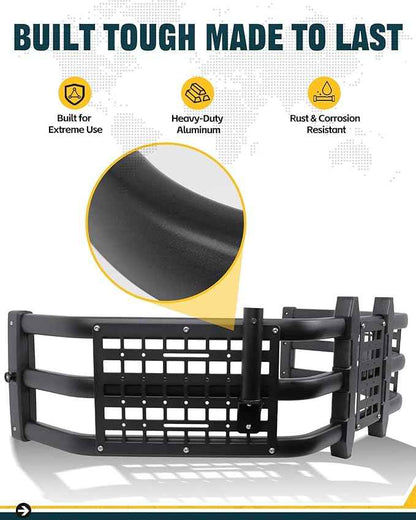 Truck Bed Extender for Ranger 2011-2025, Tailgate Mount Cargo Extension with MOLLE Panel and Flag Pole Mount, Fold-in/Fold-Out Pickup Storage