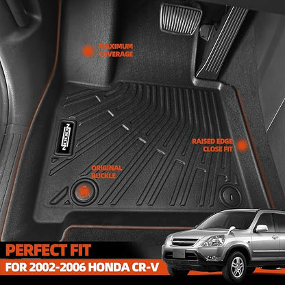 Custom Fit Floor Mats for 2002-2006 Honda CR-V (Automatic-only), All Weather TPE Floor Liners with Trunk Mat & Backrest Protectors, Odorless Full Set Interior Accessories