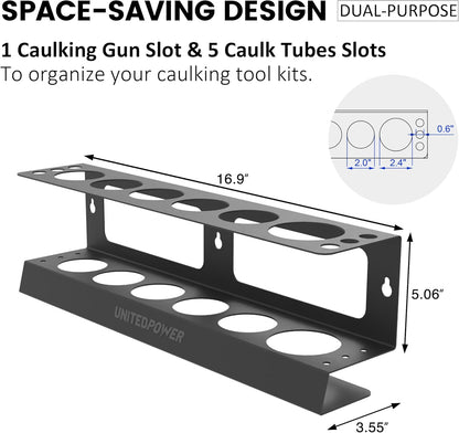 UNITEDPOWER Caulking Gun Holder, Wall Mount Hand Caulking Gun Storage Rack, Organizer for Workshop, Shop, Garage