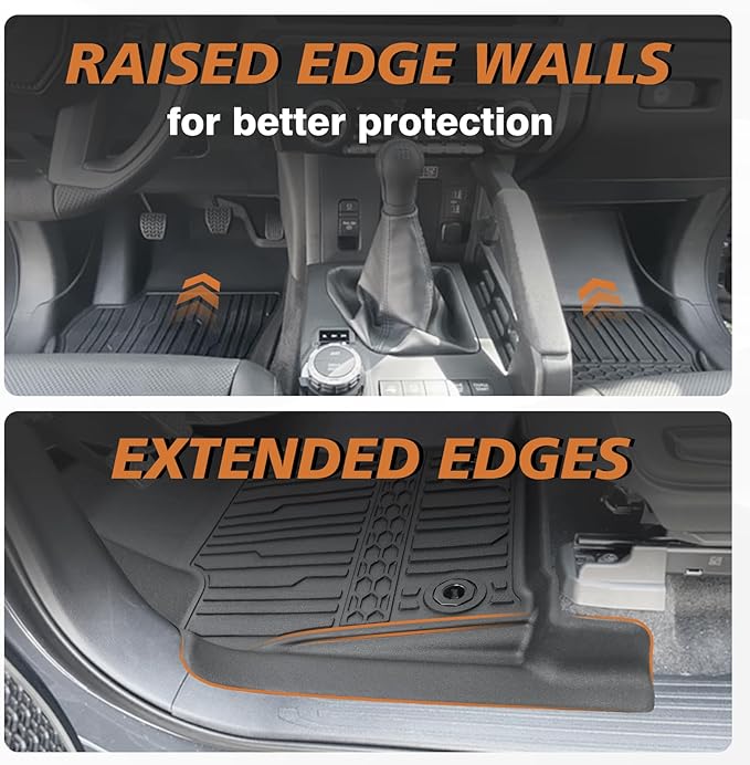 TripleAliners for Tacoma 2024 2025 Double Cab Floor Mats (Fit Manual Trans ONLY) All Weather Floor Liners Compatible with 2024+ Toyota Tacoma Accessories Front & Rear Mats, 3PCS (Not for Hybrid/Auto)