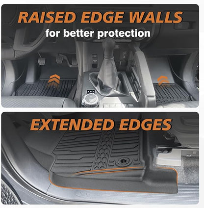 TripleAliners for Tacoma 2024 2025 Double Cab Floor Mats (Fit Manual Trans ONLY) All Weather Floor Liners Compatible with 2024+ Toyota Tacoma Accessories Front & Rear Mats, 3PCS (Not for Hybrid/Auto)