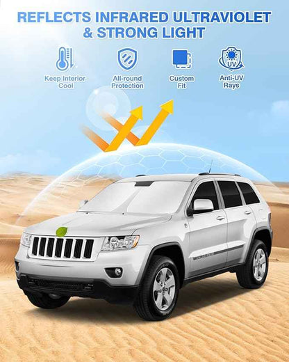 Windshield Sun Shade for Jeep Grand Cherokee 2011-2021 Side Rear Window Shade Cover Sun Visor Shield Privacy Protection Keep Vehicle Cool Black 8PCS