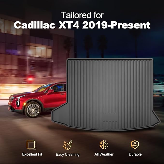 2025 XT4 Cargo Liner | Custom Fit Trunk Mat for 2019-2025 Cadillac XT4, All Weather Rear Cargo Mat 3D Waterproof Durable Odorless Trunk Liners for 2025 XT4 Cargo mat, Black