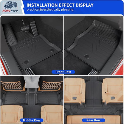 Rongtaod 6 Seats Floor Mats Compatible with 2020-2025 2026 Ford Explorer Captain Chairs Trunk Liner Cargo Liner Cargo Mat 2024 Explorer Accessories (Floor Mats+Trunk Mat with Backrest Mat)