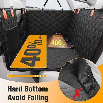 PETICON Convertible Back Seat Extender for Dogs, Dog Car Seat Cover Hard Bottom Holds 400 lbs, Waterproof Dog Hammock Backseat Protector with Mesh Window for Cars, Trucks and SUVs