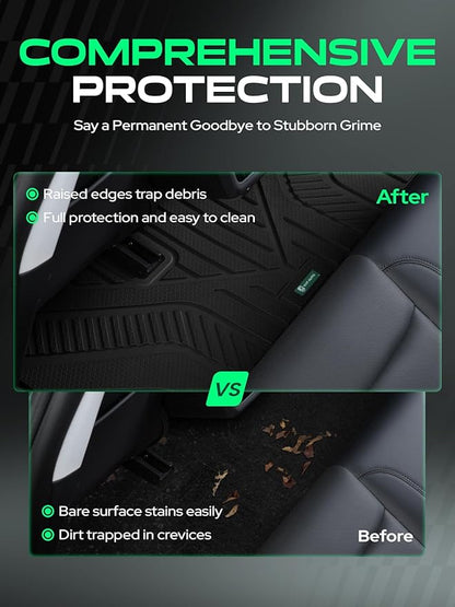 YHTAUTO Floor Mats Fit Tesla Model Y Juniper 2025 2026, All Weather TPE Frunk Trunk Cargo Liner Front & Rear Storage Mats, Model Y Accessories for 5-Seat, Full Set Black Floor Mats