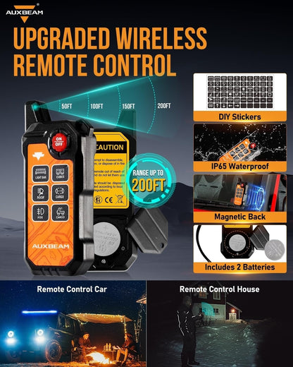 Auxbeam 6 Gang Slim Switch Panel Bluetooth RGB AS-600 with APP&Remote Control Toggle Momentary Pulsed Switch Pod Off Backlight for Truck Offroad UTV ATV Car Marine 12-24V Waterproof, 2 Years Warranty