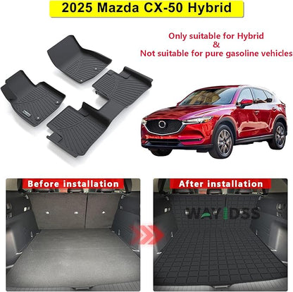 Floor Mats for 2025 Mazda CX-50 (Only Fit Hybrid) & Trunk Mat & Backrest Mat,TPE All Weather Protection for CX50 1st & 2nd Row Full Set Car Liners Covering The Backrest Accessories