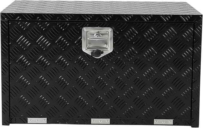 Garvee 18 Inch Heavy Duty Aluminum Tool Underbody Box, Waterproof Square Truck Storage Organizer Chest for Pick Up Truck Bed, Rv Trailer (18" X 18" X 18" - Black)
