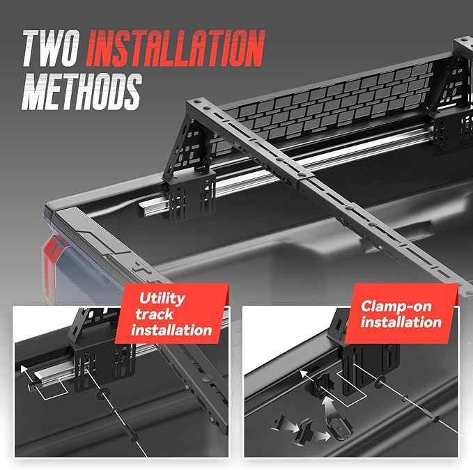 Truck Bed Adjustable Cross Bars, Wide Width Adjustment for All Pickup Trucks, No-Drills Needed Installation (Not for Any Bed Cover), 95033C