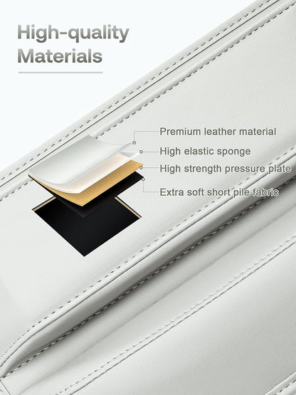 Premium Leather Car Seat Gap Filler Organizer (0.2”-1.2" Gaps), Clever Gifts for Car SUV Truck Owners (Beige, 1 Pack)