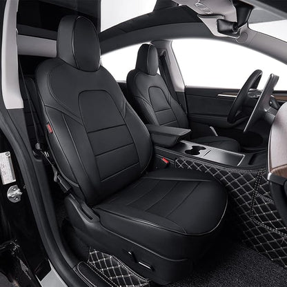EKR Model Y Seat Covers for Tesla Model Y 2026 (Only for 5 Seats),Waterproof Seat Protectors,Leather Car Seat Cover Full Set,Faux Leather (Black)