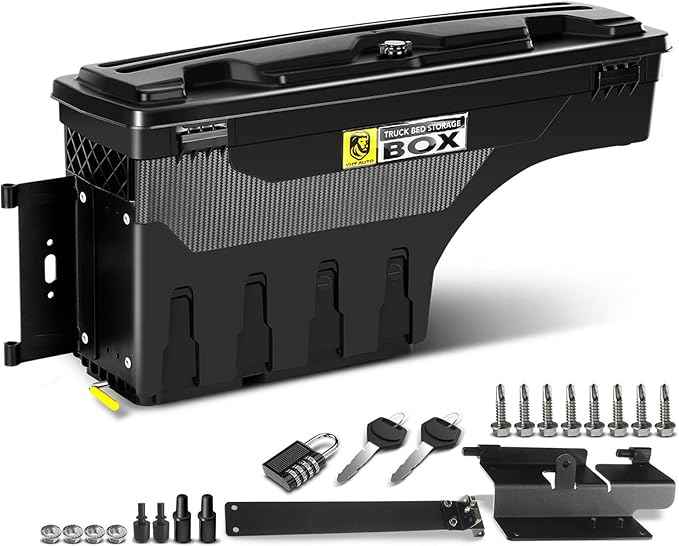 YHTAUTO Driver Side Truck Bed Storage Tool box Compatible with 2015-2023 Chevrolet Colorado & GMC Canyon, 2019-2021 Fits 74" Bed, Lockable Swing Waterproof Wheel Well Toolbox