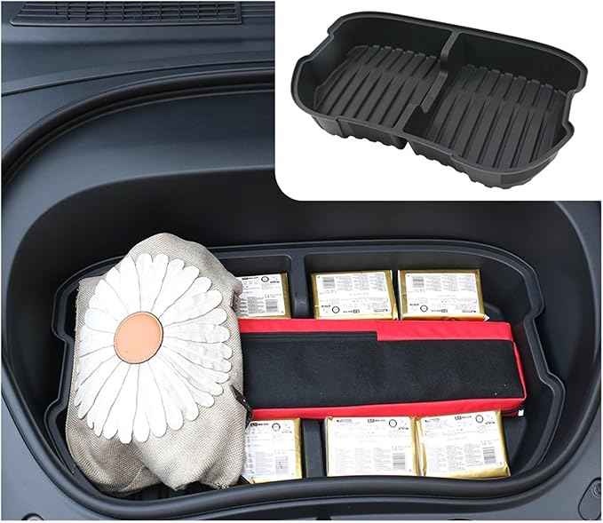 Car Front Trunk Storage Box Frunk Organizer Cargo Protective Tray Compatible For Tesla Model 3 2024 Storage Container(Without Cover)