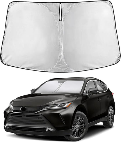EcoNour Custom Windshield Sun Shade for Toyota Venza 2021–2024 | Hybrid SUV Front Window Heat & UV Shield | Foldable Multi-Layer Sun Cover