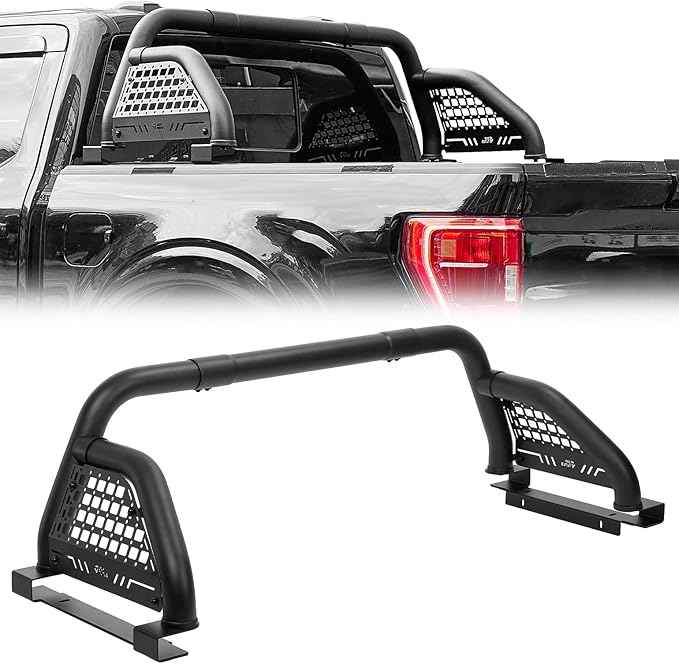 JOYTUTUS Roll Bar for Full-Size Truck Adjustable Chase Rack Pickup Sport Bar Compatible with F150, F250, F350, Silverado, Sierra, Ram 1500 2500 3500, Not fit Mid- Size