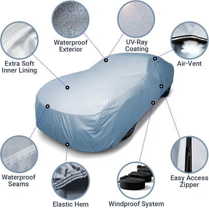 iCarCover Premium Car Cover for 1983-1989 Porsche 930 Slantnose Heavy Duty Waterproof All Weather Automobiles Custom Fit Indoor Outdoor UV Snow Protection Covers with Straps and Bag